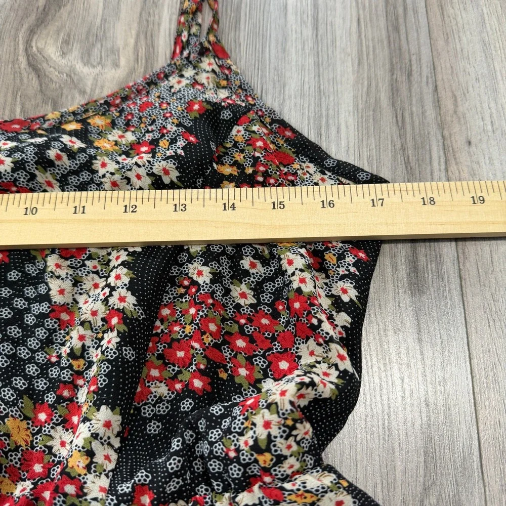 American Rag Dress Womens Large Black Floral Tiered Boho Spaghetti Strap Flowy - Picture 8 of 8